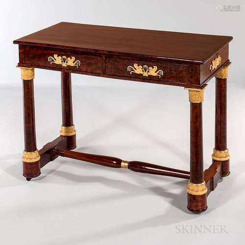 Neoclassical Mahogany- and Burlwood-veneered Ormolu-mounted Console