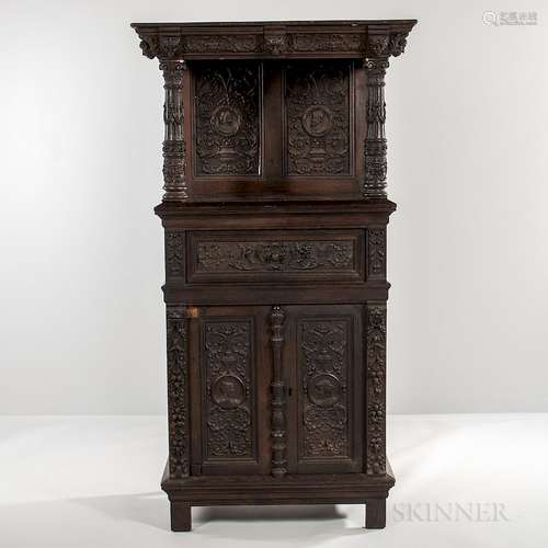 Jacobean-style Carved Oak Cupboard