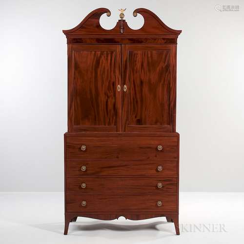 Georgian Mahogany Bookcase on Chest