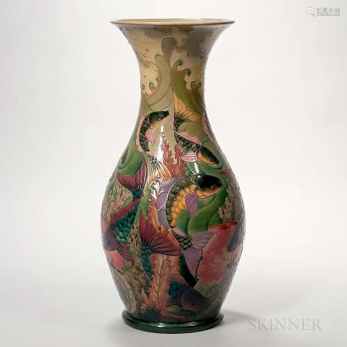 Large Moorcroft Pottery Carp Vase