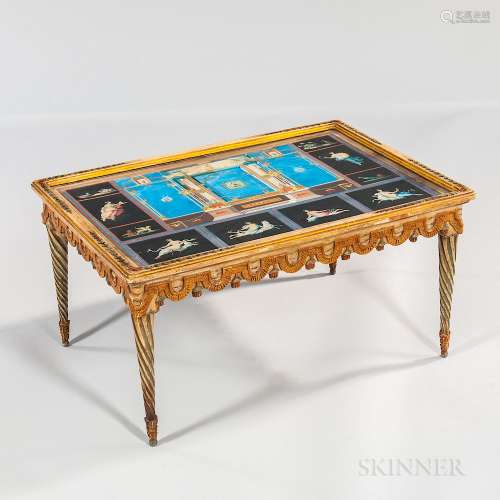 Pompeian Motif Polychrome Painted Low Table