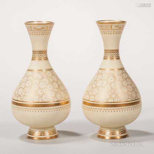 Pair of Minton Porcelain Bottle-shaped Vases