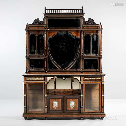 Louis XVI-style Ebonized and Painted Ormolu-mounted Display Cabinet