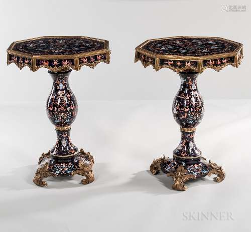 Pair of Neoclassical-style Dore Bronze Mounted Porcelain Tables