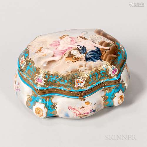 Metal-mounted Porcelain Box and Cover