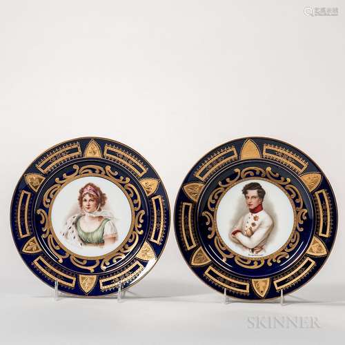 Pair of Vienna Porcelain Portrait Plates