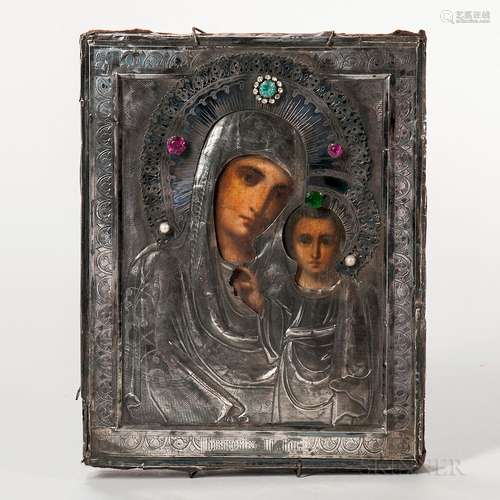 Russian Icon Depicting the Holy Mother and Child