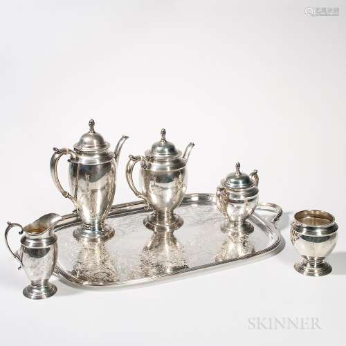 Five-piece Gorham Sterling Silver Tea and Coffee Service