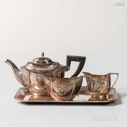 Diminutive Four-piece German .800 Silver Tea Service