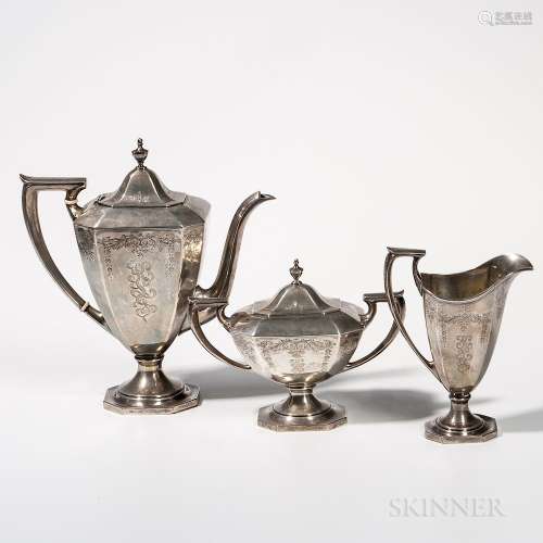 Three-piece Woodside Sterling Silver Coffee Service