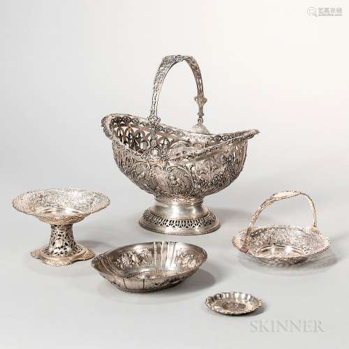 Five Pieces of Continental Silver Tableware