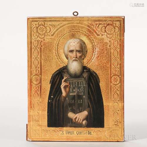 Russian Icon Depicting St. Sergius of Radonezh