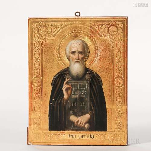 Russian Icon Depicting St. Sergius of Radonezh