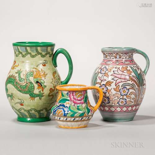 Three Charlotte Rhead Design Pottery Jugs