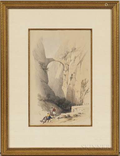 David Roberts (Scottish, 1796-1864)  Triumphal Arch Crossing the Ravine Leading to Petra