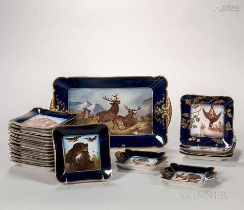 Assembled Twenty-one-piece Haviland Limoges Porcelain Game Set