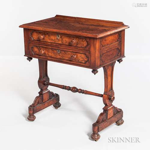 William IV Burlwood-veneer and Walnut Worktable