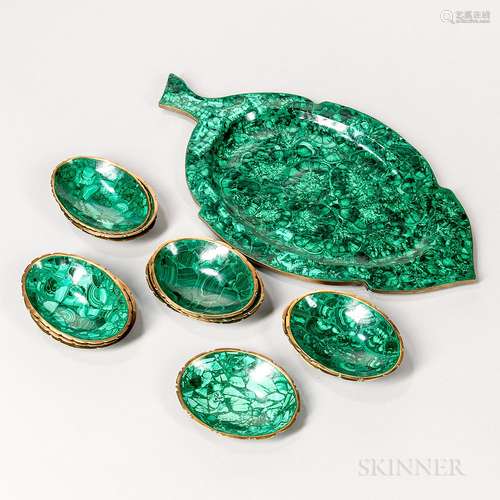 Thirteen-piece Malachite and Bronze Nut Set