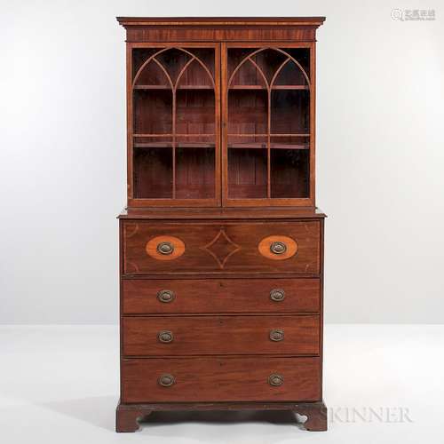 Georgian Mahogany and Mahogany-veneered Secretary Bookcase