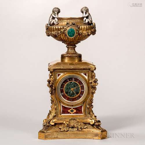 Dore Bronze and Specimen Marble Mantel Clock