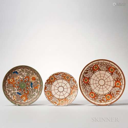 Three Charlotte Rhead Design Earthenware Chargers