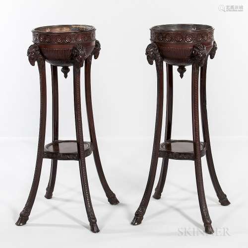 Pair of Georgian-style Mahogany Plant Stands