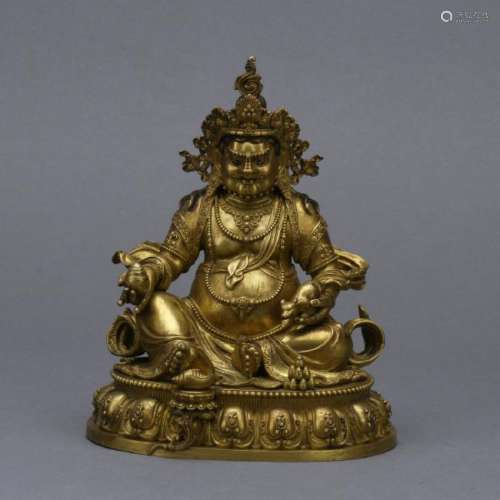 A gilt bronze figure of Vaishravana