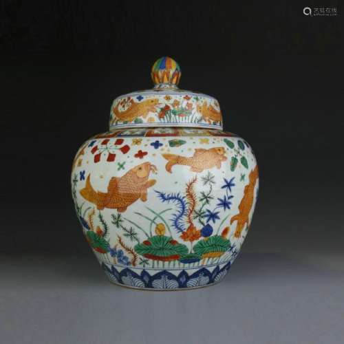 A Ming style famille rose covered jar