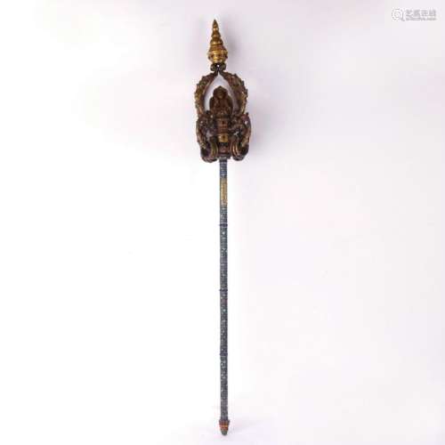 A gilt bronze gems stone inlaid Tibet artifact