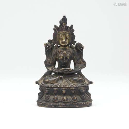 A Qing dynasty gilt bronze Buddha statue