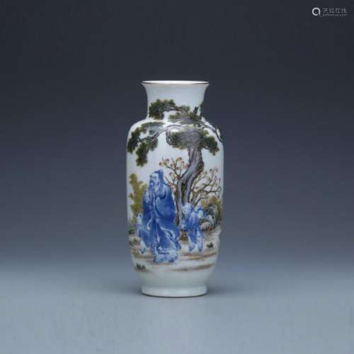 A famille rose vase with figures; Qianlong mark