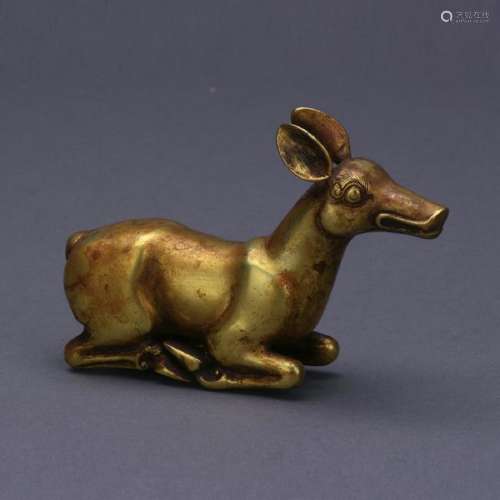 An old gilt silver deer figure