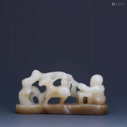 An old white jade carved pen stand