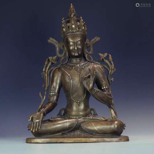 An old bronze seated Buddha statue
