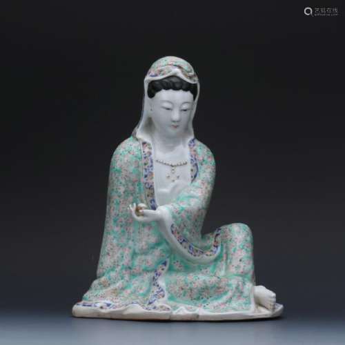 An old famille rose Guanying figure