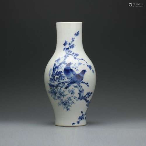 A middle 20th C. blue/white vase