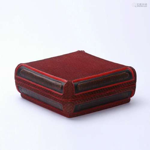 A cinnabar carved square box