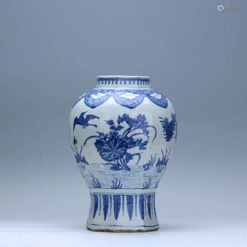 A blue/white meiping vase; probably Ming dynasty