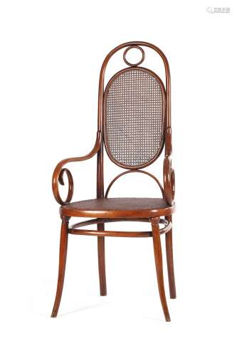 FAUTEUIL NR.17. Gebrüder Thonet. Wien. Um 1870. Buchenholz, massiv gebogen, Geflecht. 120x52,5x54,