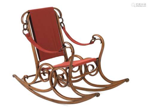 SCHAUKELFAUTEUIL NR.3. Gebrüder Thonet. Wien. Zwischen 1870-1880. Buchenholz, massiv gebogen,