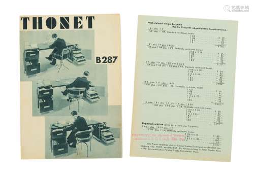 THONET ORIGINALVERKAUFSPROSPEKT FÜR STAHLROHR-SCHREIBTISCH B287 VON 1933, 2 STÜCK. Papier.