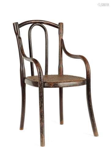 PUPPENFAUTEUIL NR. 2. Gebrüder Thonet. Wien. Um 1900. Buchenholz, massiv gebogen, Geflecht.