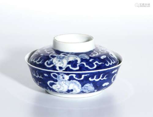 Chinese Blue and White 'Qilin' Bowl and Cover