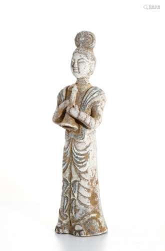 Chinese Pottery Lady holding Trumpet