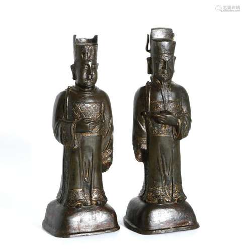 Two Chinese Bronze Figures of Officials