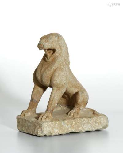 Chinese Carved Sandstone Statue of a Lion
