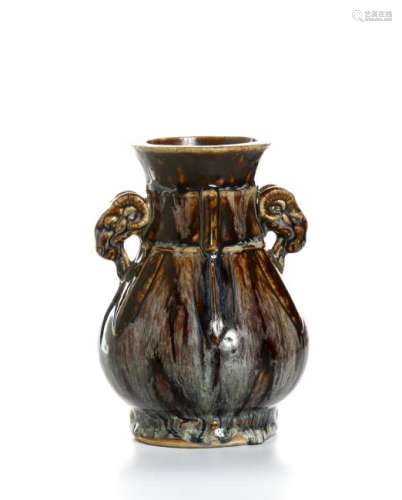 Chinese Flambe-Glazed Baluster Vase