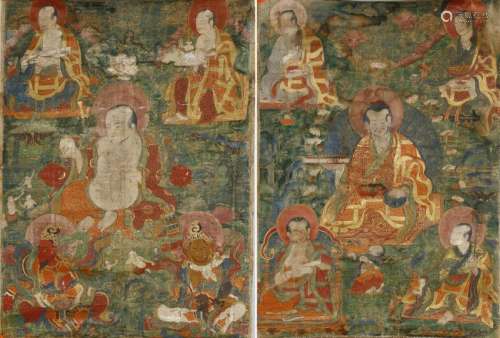 Chinese Thangka Depicting Arhats