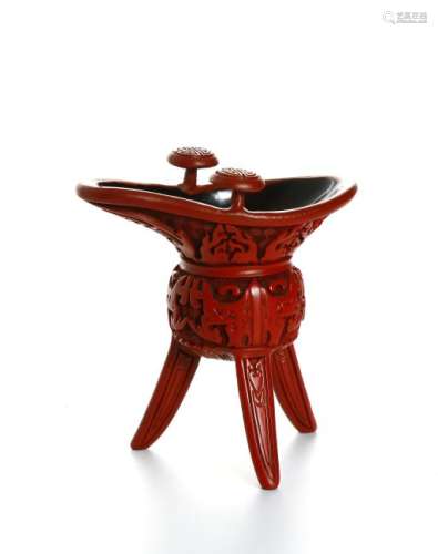 Chinese Cinnabar Lacquer Libation Cup