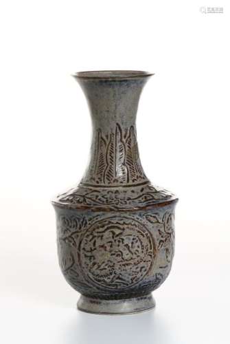 Chinese Jun Type Carved Bottle Vase